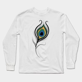 Blue Peacock feather Long Sleeve T-Shirt